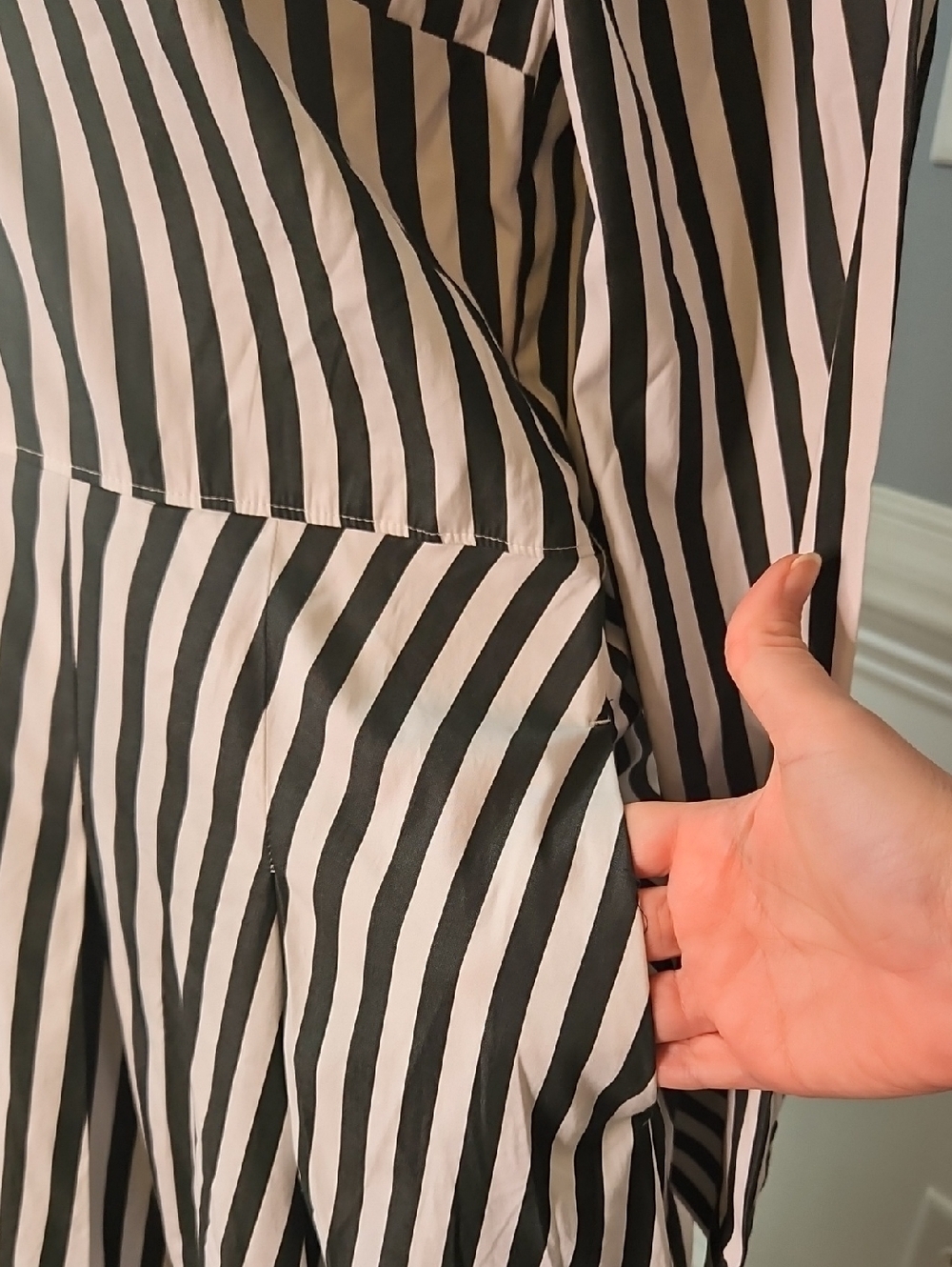 Madewell Janis Stripe Long Sleeve Cotton Poplin Shirtdress In Deep Forest - Picture 6 of 11